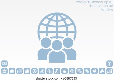 Globe and people icon vector illustration EPS 10.