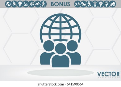 Globe and people icon vector illustration EPS 10.