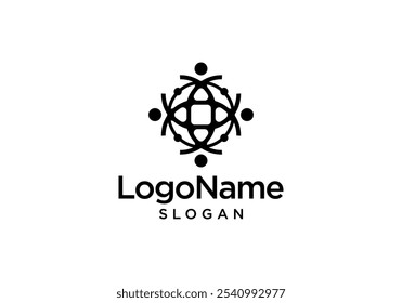 vetor do logotipo do globo e das pessoas, ícone do globo, modelo do logotipo das pessoas, modelo do logotipo do mundo.