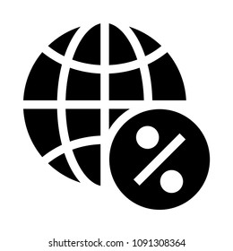 globe percentage vector glyphs icon