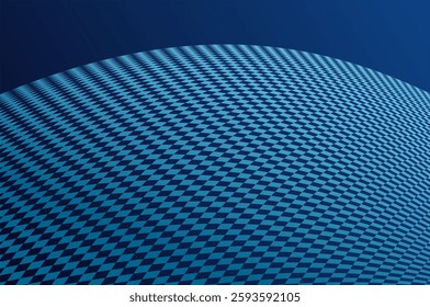 Globe Perspective line square pattern abstract background with copy space over gradient blue. Optical line illusion