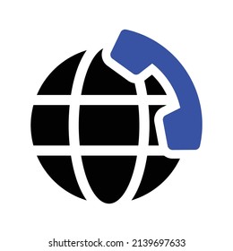 Globe and phone icon global client support call Icon .Phone and mobile phone symbol collection. Simple flat vector illustration for your web site design, logo, app, UI.