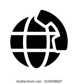 Icono global de ayuda al cliente de icono de globo y teléfono, llame a la colección de símbolos Icon.Phone y teléfono móvil. Simple ilustración vectorial plana para el diseño de su sitio web, logotipo, aplicación, interfaz de usuario.