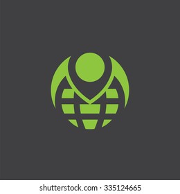 globe pin cut identity template icon design element