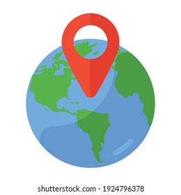 
Globe con icono de geolocalización con denotación de pines