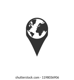 Globe pin icon flat. Icon Flat