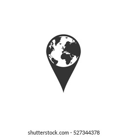 Globe pin icon flat. Illustration isolated vector sign symbol