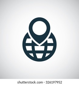 globe pin icon, on white background
