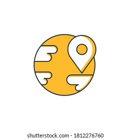 Glocke und Pin Icon gelbes Design