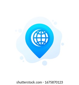 globe and pin marker, vector