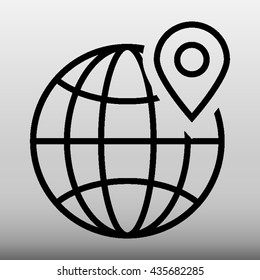 Globe With Pin Marker Vector Icon Illustration