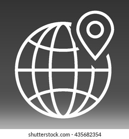 Globe With Pin Marker Vector Icon Illustration