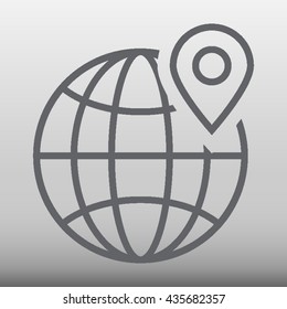 Globe With Pin Marker Vector Icon Illustration