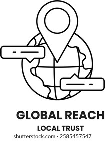 A globe with a pin on it and the words in the style of sign illustrations