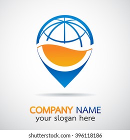 globe pin vector icon logo