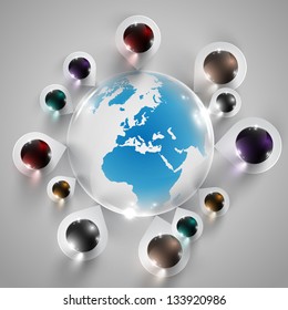 Globe with pins vector