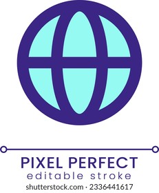 Globe pixel perfect RGB color ui icon. Choose language. Software settings. Simple filled line element. GUI, UX design for mobile app. Vector isolated pictogram. Editable stroke. Poppins font used