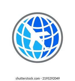 Globe plane combination , Minimalist elegant style logo design