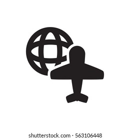 globe and plane icon illustration isolated vector sign symbol