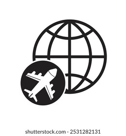 Ícone de plano globular. Ícone de viagem de avião.