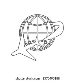 Globe and plane travel icon. Element of Airport for mobile concept and web apps icon. Outline, thin line icon for website design and development, app development