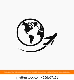 Globe and plane travel icon. One of set web icons
