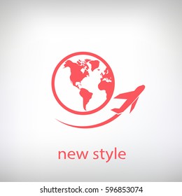 Globe and plane travel icon. One of set web icons