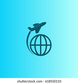 Globe and plane travel icon. Vacation vector