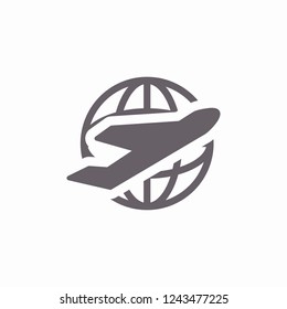 Globe and plane travel icon. Vector  Eps 10 