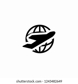Globe and plane travel icon. Vector  Eps 10 