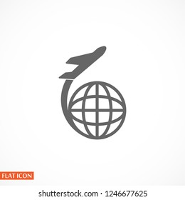 Globe and plane travel icon. Vector  Eps 10 