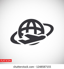 Globe and plane travel icon. Vector  Eps 10 