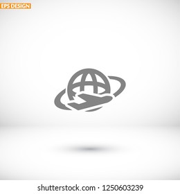 Globe and plane travel icon. Vector  Eps 10 
