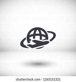 Globe and plane travel icon. Vector  Eps 10 