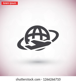 Globe and plane travel icon. Vector  Eps 10 