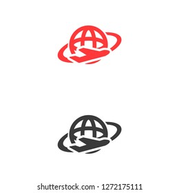 Globe and plane travel icon. Vector  Eps 10 