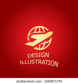 Globe and plane travel icon. Vector  Eps 10 