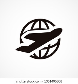 Globe and plane travel icon. Vector  Eps 10 