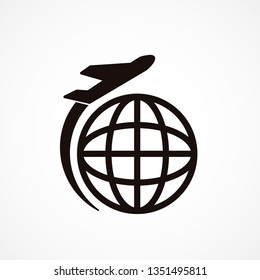 Globe and plane travel icon. Vector  Eps 10 