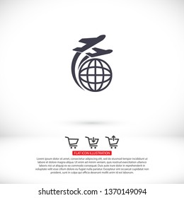 Globe and plane travel icon. Vector  Eps 10 