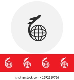Globe and plane travel icon. Vector  Eps 10 . Lorem Ipsum Flat Design 