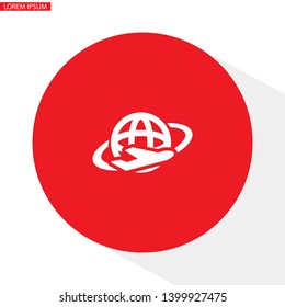 Globe and plane travel icon. Vector  Eps 10 . Lorem Ipsum Flat Design 