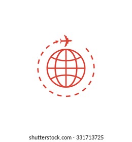 Globe and plane travel icon. Vector  Eps 10