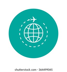 Globe and plane travel icon. Vector  Eps 10