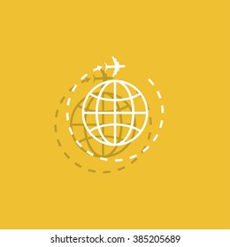 Globe and plane travel icon. Vector  Eps 10