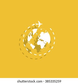 Globe and plane travel icon. Vector  Eps 10