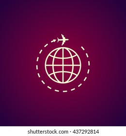 Globe and plane travel icon. Vector Eps 10