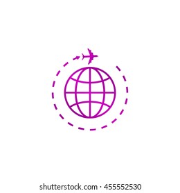 Globe and plane travel icon. Vector Eps 10