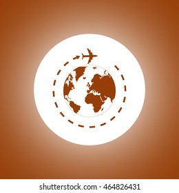 Globe and plane travel icon. Vector Eps 10
