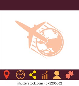 Globe and plane travel icon  icon. Vector design.
